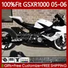 Corps OEM MOTO pour SUZUKI GSXR 1000 CC K5 GSX-R1000 2005 2006 Carrosserie 122No.167 GSXR-1000 GSXR1000 1000CC 05 06 GSX R1000 05-06 Kit de carénage de moulage par injection blanc brillant