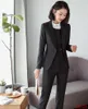 Dwuczęściowe spodnie damskie style dla kobiet w paski Formalne kombinezony biznesowe z kurtkami i mundurami mundurów Blazerów