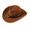 Berets Western Cowboy Hat Roll Up Brim Sombrero Caps rétro ressentit des accessoires de fête de jazz mexicain 1863262