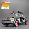 1:24 Mini Modèle Alliage Moulé Sous Pression Voiture DMC-12 Retour Vers Le Futur Pull Back Inertie Métal Moulé Sous Pression Voiture Collection Cadeaux Jouets pour garçons 220317