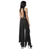 Damen Jumpsuits Strampler Fetisch Rückenfreier Catsuit Frauen Schwarz Sexy Tiefer V-Ausschnitt Ärmellos Cut Out Vinyl Leder Overall Nachtclubwear Ca