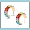 Hoop Hie Küpe Takıları Gökkuşağı Rhinestone Kadınlar için Kristal Kulak Yüzükleri Moda Göze Çember Çember 12 Renkler Dal Dönüşü 2021 Jue4g