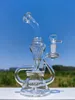 9,3 pouces clair chambres jumelles narguilé verre Bong Dabber plate-forme recycleur tuyaux eau Bongs tuyau de fumée avec joint femelle 14mm