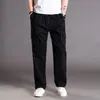 Hommes décontracté Cargo pantalon 95% coton plusieurs poches mâle mince pantalon ample grande taille surdimensionné marque printemps automne