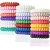 Gum Coil Hair Tie 65cm Telephone Wire Cord Ponytail Holder Girls Elastic Hairband Ring Rope Candy Color Bracelet Stretchy Women H2039810