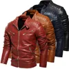 Thoshine Brand New Men Leather Jackets Solid PU 가죽 자켓 남자 고품질 및 가을 오토바이 재킷 탑 L220725