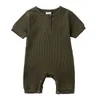 Zomer pasgeboren baby romper soild kleur kinderen kleren meisje rompers katoenen korte mouw o-neck baby jongens rompers