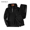 Asali Hoodies Set Men Autumn Casual Mens Tracksuit Hooded Hoody Pants 2 Piece Men's Sportwear Pullovers Set Male Outwear 5XL 201210