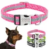 Dog Collar Personalized Reflective Dog Collars Custom Engraved Name Tag Collar Antilost Nylon Pet Collars For Medium Large Dogs 220610