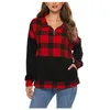 Felpe con cappuccio da donna Felpe Sagace Inverno 2022 Felpa Harajuku con scollo a V Color Block Plaid Top Donna Moda coreana Streetwear Casual P