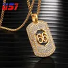 Iced US7 Out Route 66 Pendentifs Colliers Hommes En Acier Inoxydable Cristal Collier De Sport Pour Hommes Femmes Chaîne Américain Bijoux Gift254s