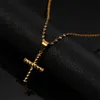 Chaînes Arrivée Trendy Brillant Simple Croix Pendentif Collier Or Couleur Religion Bijoux