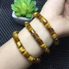 Fili di perline PC Pietra naturale Oro Occhio di tigre Barile Bracciale con perline Cristallo Quarzo Guarigione Gioielli di moda Regalo per donne UominiPerline Lars22