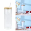 12oz 16oz 20oz Mugs Straight Glass Blank Sublimation Frosted Clear Transparent Coffee Glasses Cup Tumblers With Bamboo Lid And Straw 656 D3