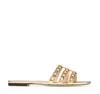 Berühmte Sommer Hazal Nappa Sandalen Schuhe Pantoletten mit Perlennieten Lady Slip On Hausschuhe Lady Discount Walking EU35-43