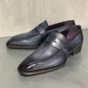 Loafers ayakkabı erkekler pu kabartmalı desen karışık renk düşük topuklu sivri profesyonel olmayan klasik rahat iş resmi ayakkabılar cp214