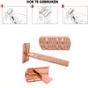 HAWARD Rose Gold Razor SetReusable Eco Friendly Double Edge Safety Razor For Women1 Razor 1 Blade Disposal Case&10 Blades 220622