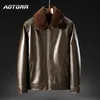 Fleece Warme Winter Herren Leder Jacke Männer Mode Motorrad Pu Leder Jacke Zipper Bomber Jacke Männlichen Pelz Kragen Oberbekleidung L220801