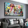 Segui i tuoi sogni Graffiti colorati Wall Art Boy Girl Kissing Poster e stampe Pittura astratta su tela per soggiorno Decor1442342