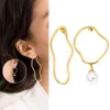 Nouvelle mode courbe irrégulière boucles d'oreilles en perles avec breloques de créateur Stud femmes rétro Simple créatif belle goutte d'or boucle d'oreille cerceau pour femmes bijoux fille accessoires