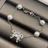 Dangle & Chandelier Brand Korean Fashion Accessories Full Crystal Bow Pearl Tassel Necklace Bracelet Earring And Hair Clip Set For WomenDang