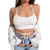 Women's Tanks & Camis Backless Sexy White Black Camisoles Women Halter Cami Top Summer Lace Up Sleeveless Crop Tops All-MatchWomen's