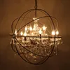 Pendant Lamps Nordic Iron Chain Cage Crystal Lights American Black RH Industrial Lamp Vintage Home Decor Hanging Light For Living RoomPendan