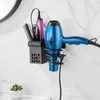 Black Hair Dryer Holder Novelty Households Rack Hair Blow Dryer Rack Bathroom Shelf Space Aluminum Wall Mounted Storage 220527