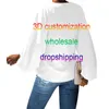 Ujwi 3d personalizado casual solto camisa de mangas compridas topos sexy com decote em v camisa retro tamanho grande camisa de manga larga atacado dropship 220619