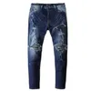 Calça jeans masculina amirs fashion slim fit preta americana stretch com furo no joelho304B