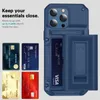 Pour iPhone 13 Pro Max Case Antichoc Slide Cards Slot Holder Cases Pour i Phone 12 11 XR X 8 7 Plus Kickstand Store 4 Card Armor couvre funda