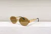 Lunettes de soleil ovales rondes métal doré lentille verte femmes hommes lunettes de sport Sonnenbrille gafa de sol avec étui