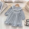 Toddler Girls Dress Plaid Pattern Party Robe For Girls Patchwork Children Hobe Spring Autumn Children's Vêtements 210412