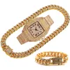 Chains Luxury Iced Out Chain For Men Women HipHop Miami Bling Cuban Big Gold Necklace Watch Bracelet Rhinestone JewelryChains