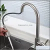 Brushed Nickel Finish Kitchen Sink Faucet Pl Out Sprayer Deck Mount Mixer Tap Swivel Spout Water Drop Delivery 2021 Faucets Faucets Showers