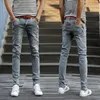 Jeans magros de jeans magros de jeans magros do estilo formal com botão 201111