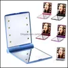 Mirrors Home Decor Garden Ll Led Makeup Mirror Cosmetic 8 Leds Folding Portable Square Cosmetics Pocket For Women Girl Dh72C