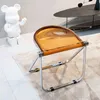 IHOME Transparent Nordic Stuhl Klappstühle Ins Stuhl Haushalt Rückenlehne Zeitgenössische Und Vertraglich Acryl Make-Up Hocker 2022 H220418