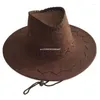Boinas de chapéu de cowboy vintage com o padrão de bote de cabeça ocidental estilo grande chapéus fedora feltro jazz ampla curva dropshipberets