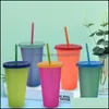 Mugs Reusable Color Changing Cup Plastic Eco-Friendly Cold Water Tumbler Dhl5T