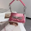 Bolsas de noche Nudo de arco Diamante Hombro de mano Bolso de mujer Mini Lindo Brillante Moda All-Match 2022 Diseñador de lujo Pequeño bolso cuadrado
