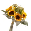 Couronnes De Fleurs Décoratives 9pcs / Bouquet Soie Tournesol Fleur Artificielle 46Cm Real Touch Faux Plante Pour La Décoration De Mariage Maison Garen Déco