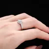 Real 925 Sterling Silver Ring Bröllop Ringar Vit 5A Kubisk Zirconia Princess Cut Engagement Kärlek Löfte Engagera Ring Smycken För Kvinnor Vän Gåva Med Box Storlek 5-10