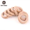 Let's Make Beech Wood 50pc Wooden Ring 40/55/60/70mm Wooden Teether DIY Bracelet Crafts Gift Teething Accessory Baby Teether 220507