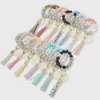 Fashion Wood Chip Silicone Bead Bracelet Keychain Party Favor Pendant 14 Colors Women Key Ring Wrist Strap Tassels Handchain Keys Ring B6
