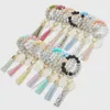 Fashion Wood Chip Silicone Bead Bracelet Keychain Party Favor Pendant 14 Colors Women Key Ring Wrist Strap Tassels Handchain Keys Ring B6