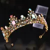 kolorowy kryształowy opal barokowy vintage opaska na głowę Rhinestone Wedding Queen Tiara dla kobiet akcesoria do włosów ślubnych