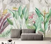 カスタム3D壁紙リビングルームベッドルームノルディックモダンハンドペイントされた抽象芸術葉の植物寝室の背景壁