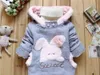 Rabbit New Outerwear Baby Sweatshirts Kids Girls Cute Clothes Hoodies Jacket Winter Coat 2-6Y