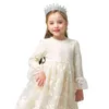 Vestido de renda meninas meninas roupas de inverno Crianças noite Flora de manga longa Meninas de princesa vestido de princesa crianças Autumn vestidos G220518